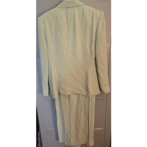Rena Rowan Silk Blend Two Piece Suit Light Green Blazer Pants Size 8 - Picture 4 of 12